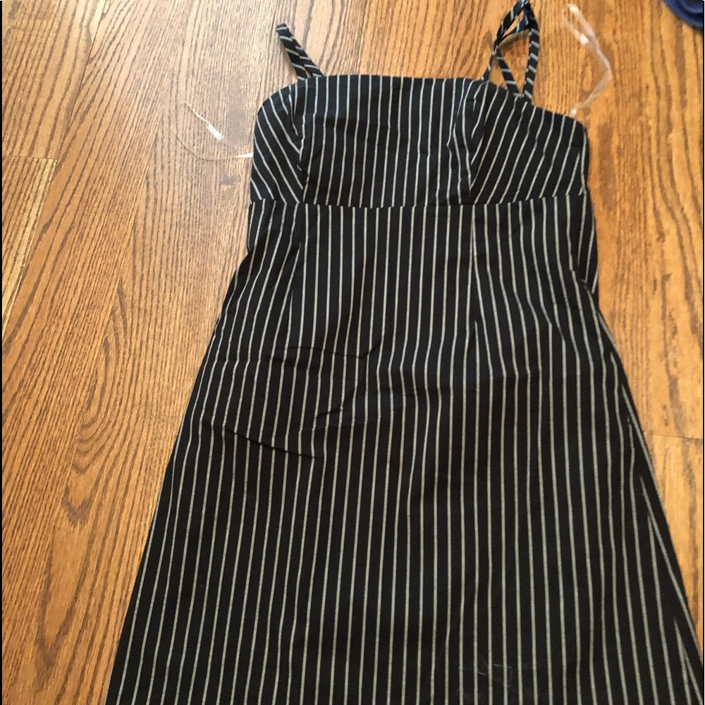Kendall and Kylie Black and Gray Pinstripe Dress